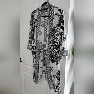 Cativa Monochrome Striped Duster/kimono with Accents